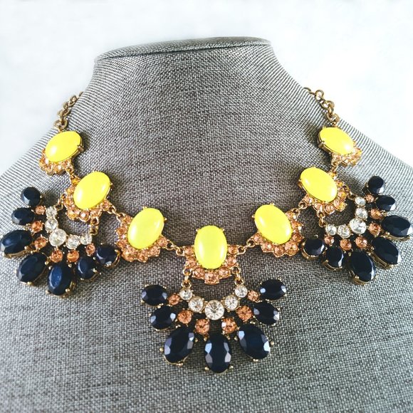 Jewelry - Lime & Navy Blue Bib Statement Necklace